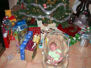 Andy surrounded by presents